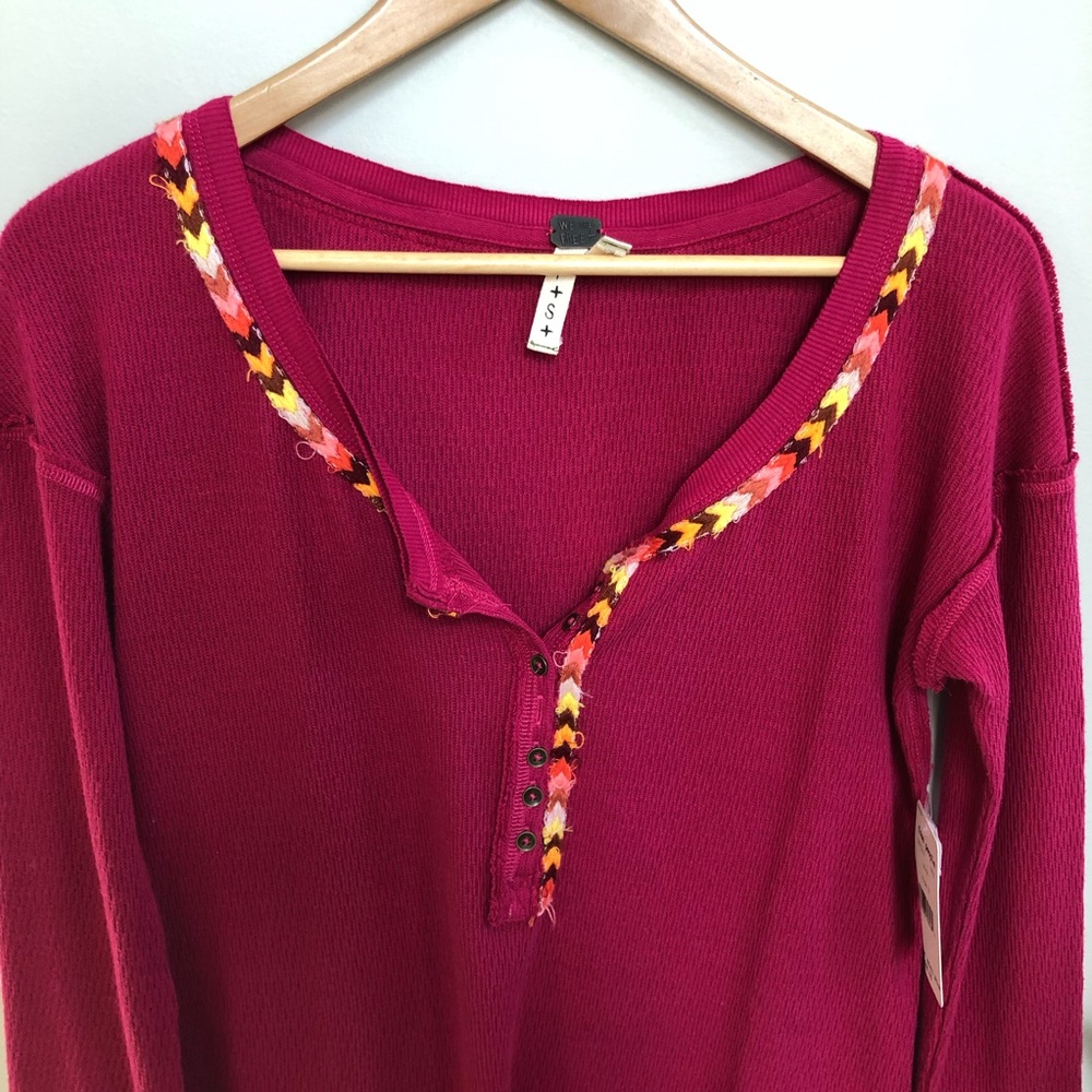 Free People Thermal Embroidered Henley Long Sleeve - Picture 3 of 8